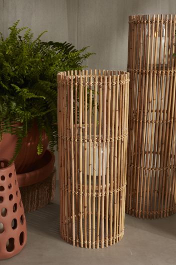 Brio Wood Woven Lantern Shade/Plant Stand By Accent Decor- 2 Sizes | Lanterns | Modishstore - 2