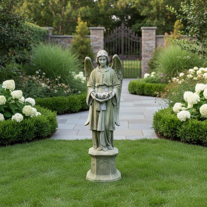 Angel On Hexagonal Base Outdoor Statue (61-Inch)