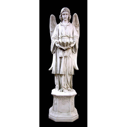 Angel With Scalloped Bowl Outdoor Statue (61-Inch)