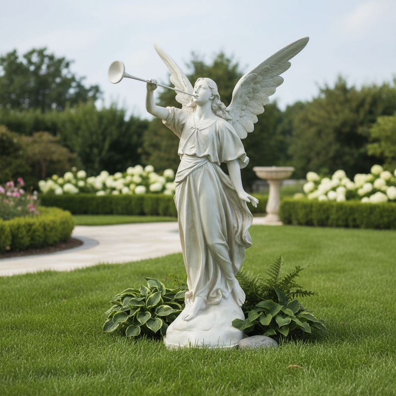 Angel With Torch Outdoor Statue (64-Inch)