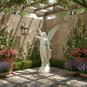 Angel With Torch Outdoor Statue (64 - Inch) Side Angle