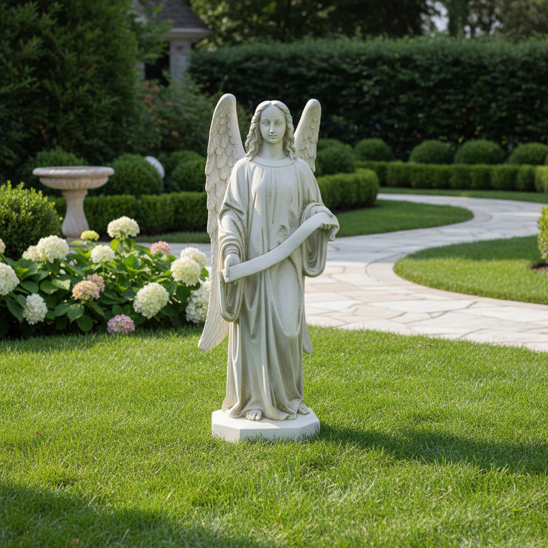 Angel Holding Scroll Outdoor Statue (49-Inch)