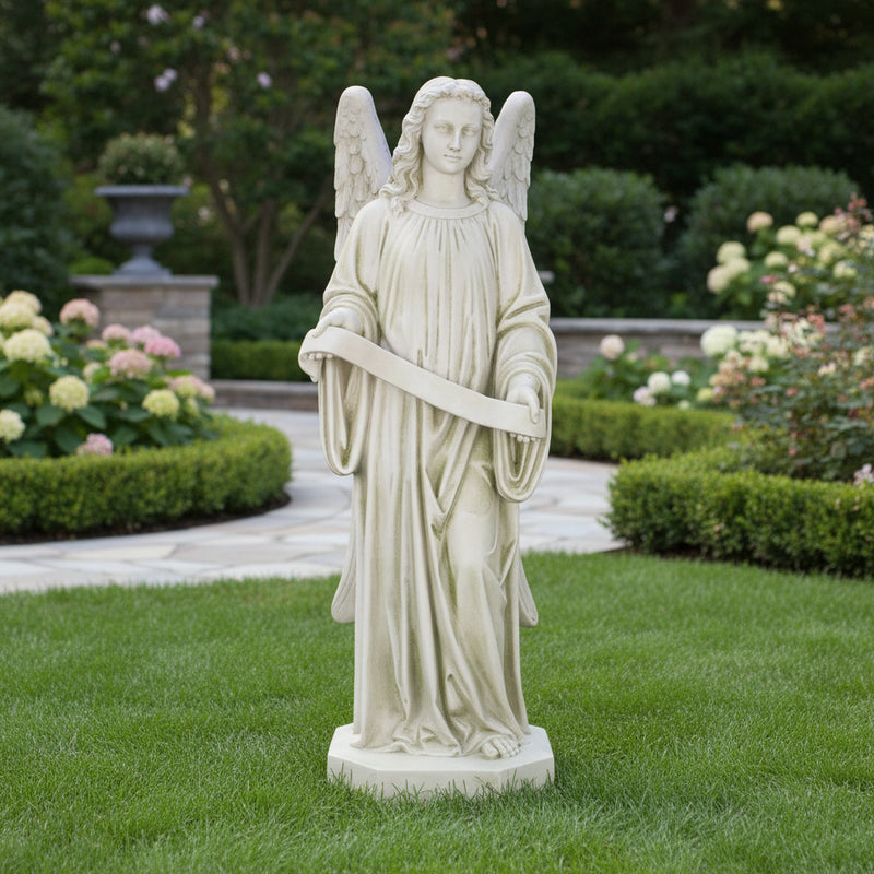 Angel Holding Scroll Outdoor Statue (49-Inch)
