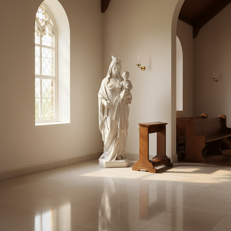 Blessed Virgin Mary with Child Statue (65 - Inch) Side Angle