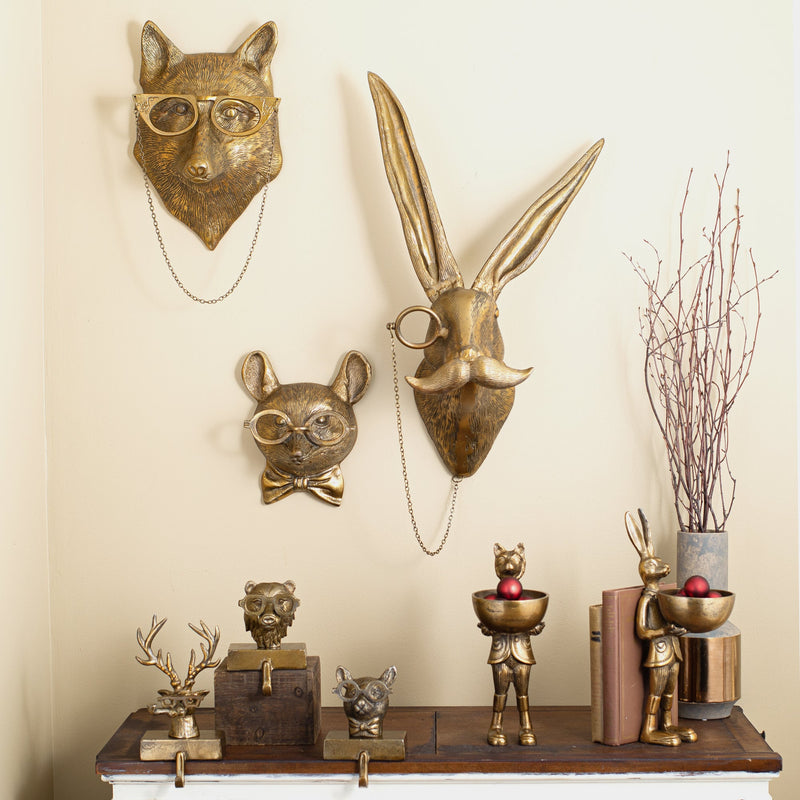 Eric + Eloise Collection - Eric the Hare Rabbit Monocle Bronzed Aluminum Hanging Wall Mount