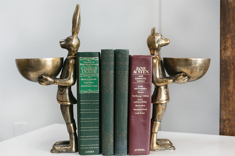 Eric + Eloise Bronzed Aluminum Serving Dish Standing Bookends Collection