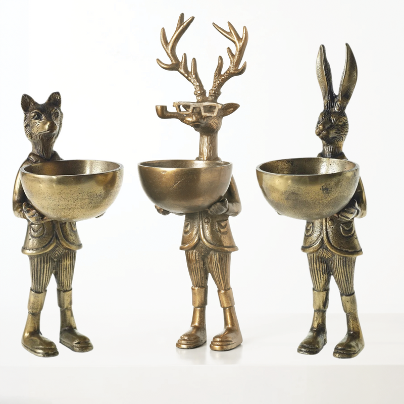 Eric + Eloise Bronzed Aluminum Serving Dish Standing Bookends Collection
