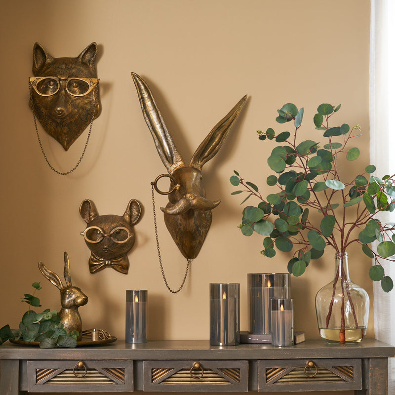 Eric + Eloise Collection - Eric the Hare Rabbit Monocle Bronzed Aluminum Hanging Wall Mount