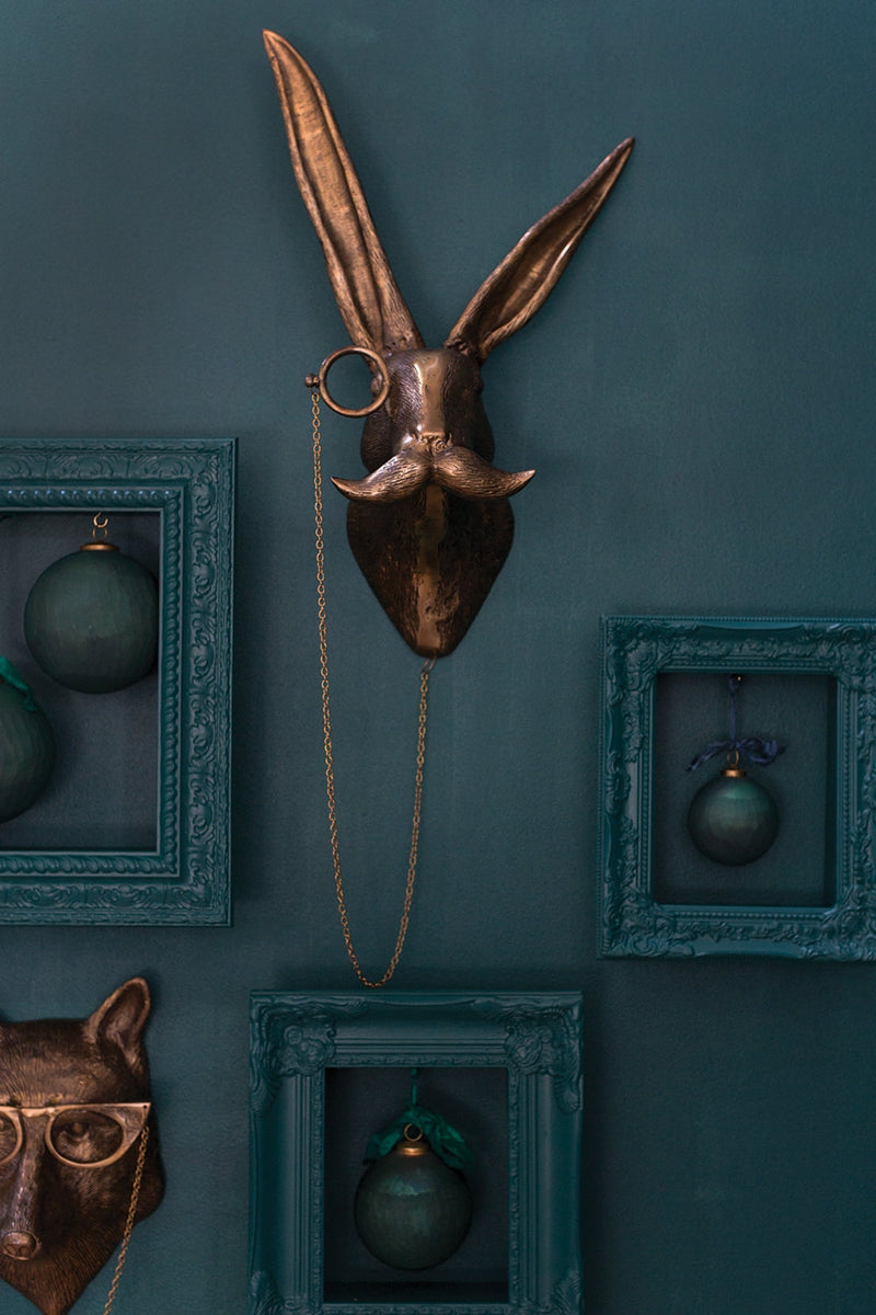 Eric + Eloise Collection - Eric the Hare Rabbit Monocle Bronzed Aluminum Hanging Wall Mount