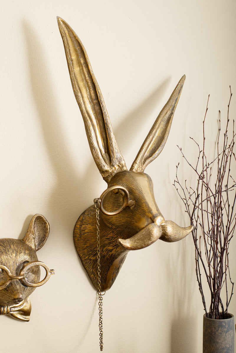 Eric + Eloise Collection - Eric the Hare Rabbit Monocle Bronzed Aluminum Hanging Wall Mount
