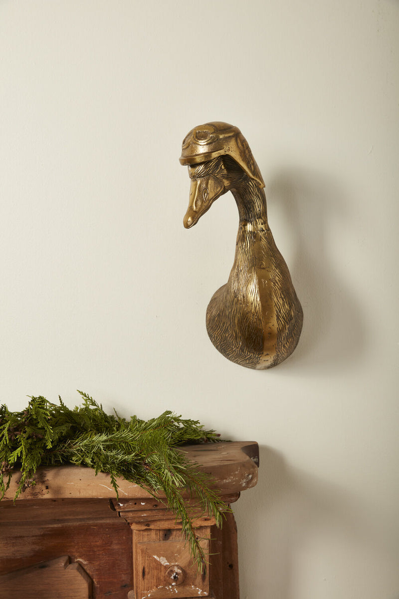 Eric + Eloise Collection - Charlie the Aviator Goose Bird Bronzed Aluminum Hanging Wall Mount