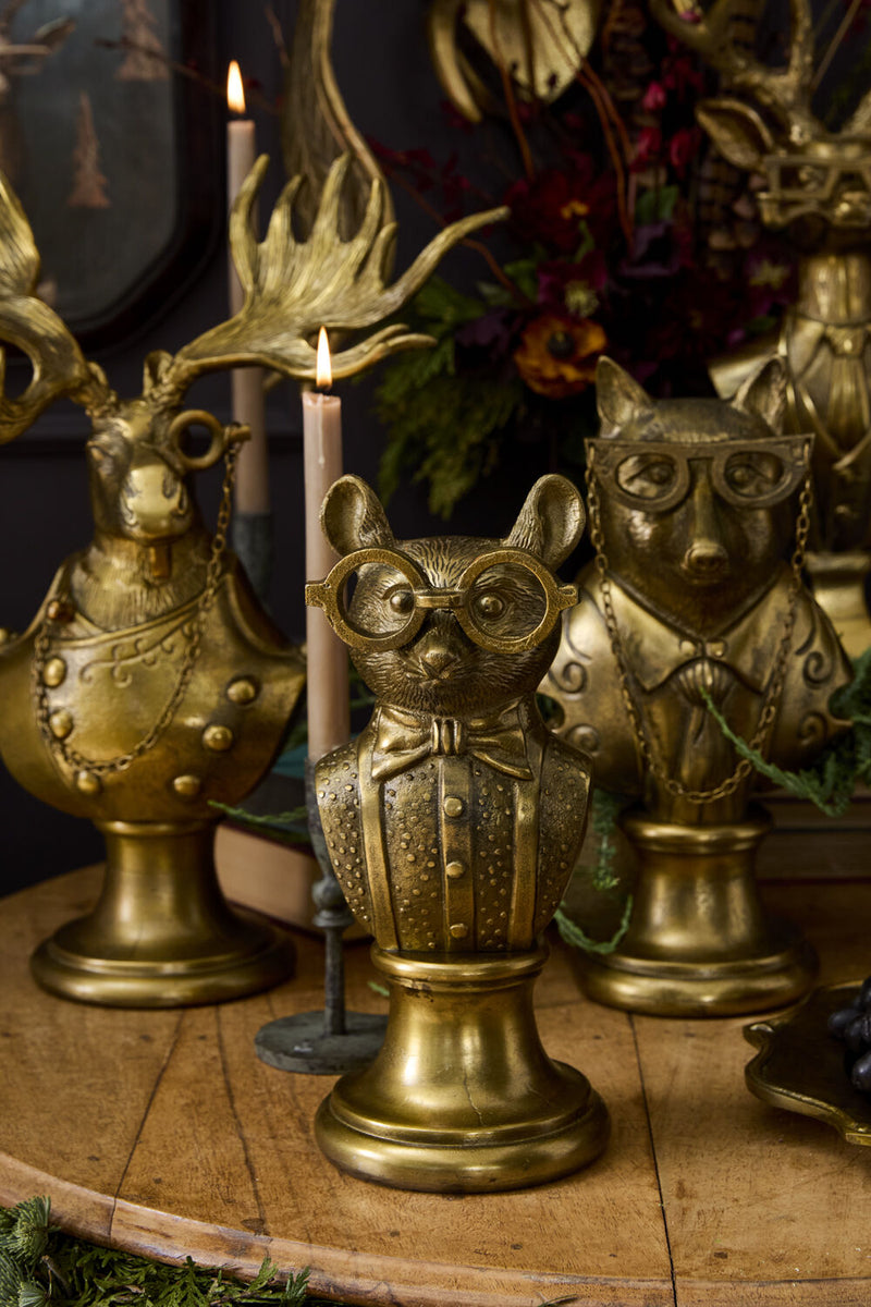 Eric + Eloise Bronzed Aluminum Louie the Mouse Bust Form Tabletop Mantel Decor