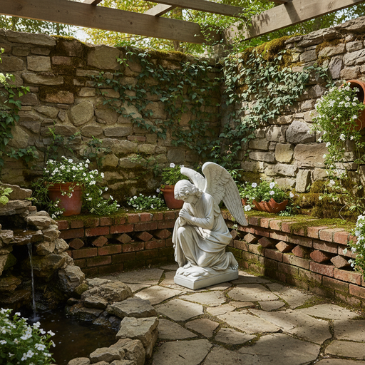 Praying Church Angel Outdoor Statue (28 - Inch) Side Angle