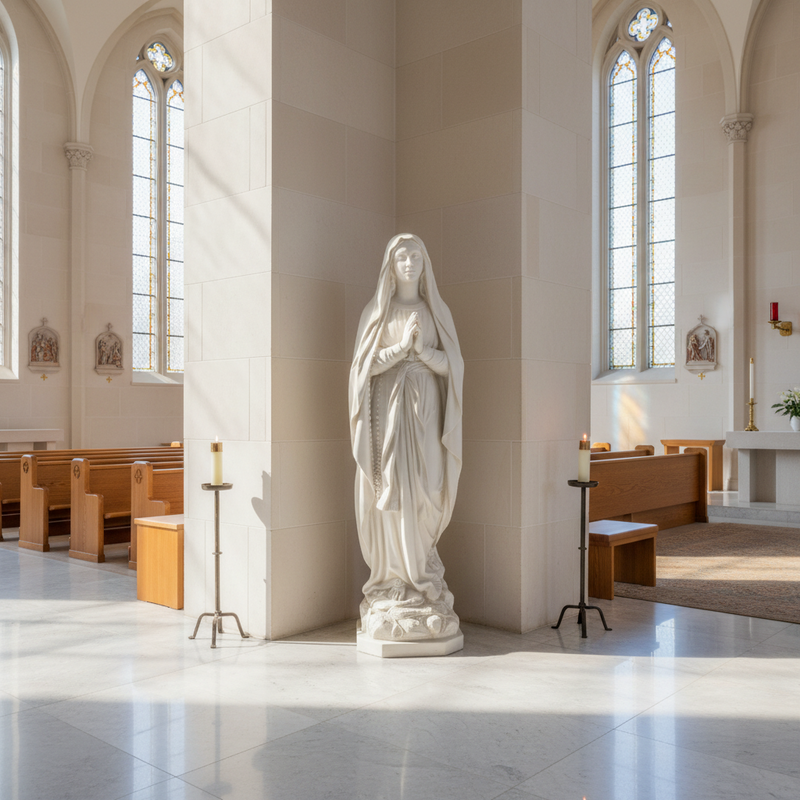 Our Lady of Lourdes Religious Statue (71 - Inch) Side Angle