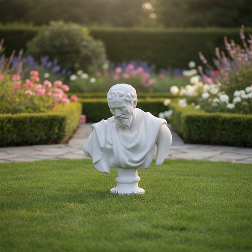 Michelangelo Bust Display Decor (32 - Inch) Side Angle
