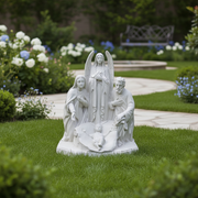 Nativity scene with Holy Family and angel, featuring classical and Renaissance-inspired ornate detailing and serene expressions. Side View