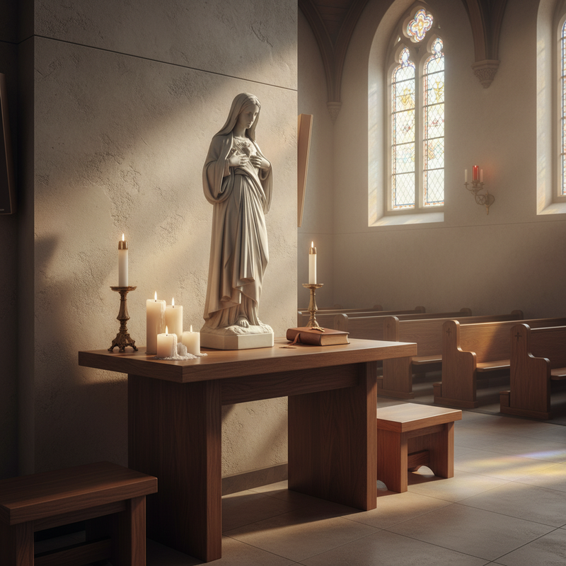 Our Lady of the Seven Sorrows Statue (49 - Inch) Side Angle