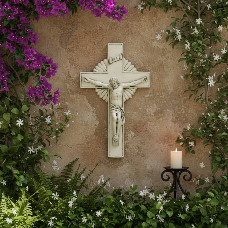Jesus on the Cross Statue (20 - Inch) Side Angle