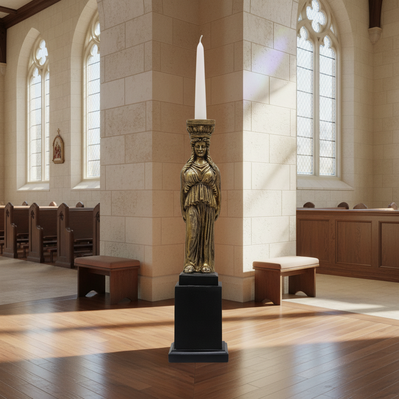 Caryatid Candleholder Religious Statue (15-Inch)