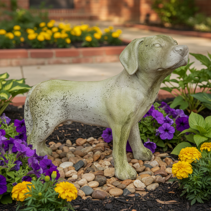Dog Pup Garden Statue (19 - Inch) Side Angle