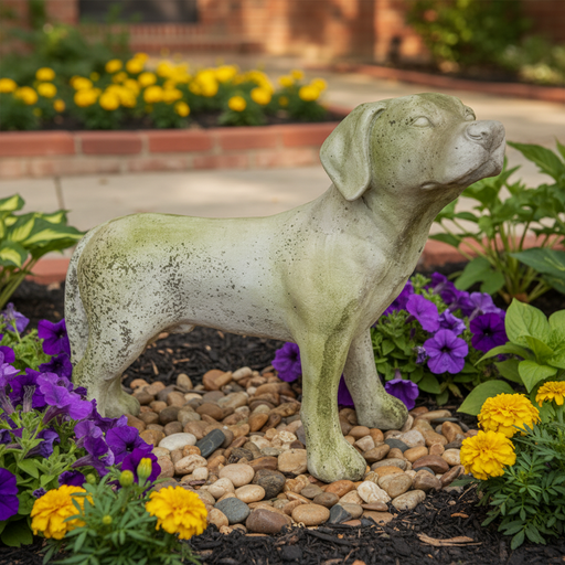 Dog Pup Garden Statue (19 - Inch) Side Angle