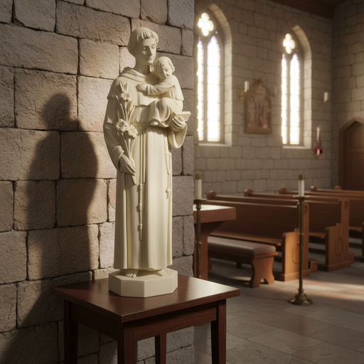 Saint Anthony Wall Hanging Statue (32 - Inch) Side Angle