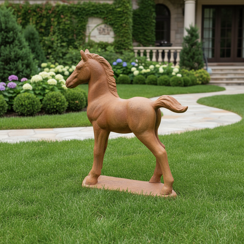 Pony Garden Statue (35 - Inch) Side Angle