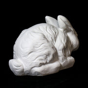 Baroque-style ornate rabbit sculpture with detailed fur and classical European design, evoking old world charm and elegance. Side View