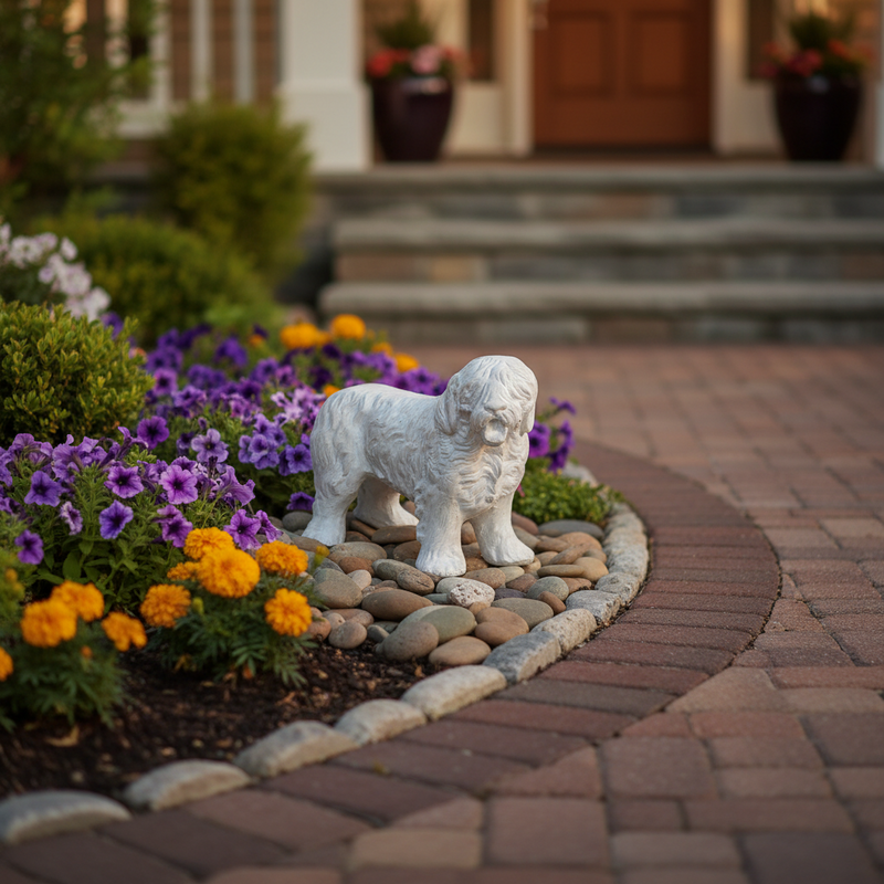 Sheep Dog Garden Statue (14 - Inch) Side Angle