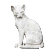 Sitting cat statue with classical old world European style, featuring smooth lines and subtle ornate detailing in a poised posture.