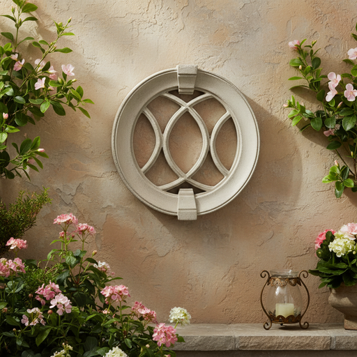 Laced Round Frame Outdoor Plaque (18.7 - Inch) Side Angle