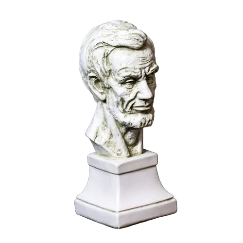 Classical bust sculpture with detailed facial features and beard, set on a square pedestal in Renaissance-inspired style.