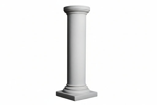 Classical Greek column with a rounded capital, smooth shaft, and ornate base in an old world European architectural style.