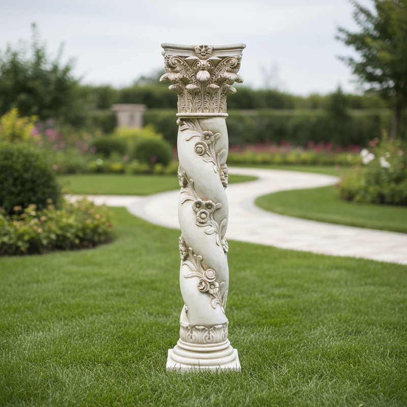 Twisted Rose Pedestal Statue Bf (60 - Inch) Side Angle