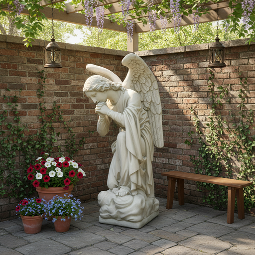 Kneeling Prayer Outdoor Catholic Statue (56 - Inch) Side Angle