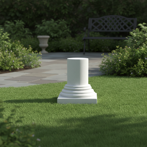 Half Column Roman Base Outdoor Statue (16 - Inch) Side Angle