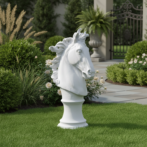 Horse Head Garden Statue (39 - Inch) Side Angle