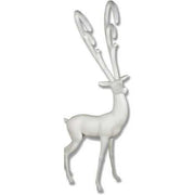 Stag figurine with elongated, ornate Baroque-style antlers and classical old world European sculptural details.