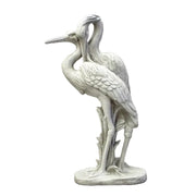 Pair of herons in an ornate, old world European style with detailed feathers and classical sculptural elegance.