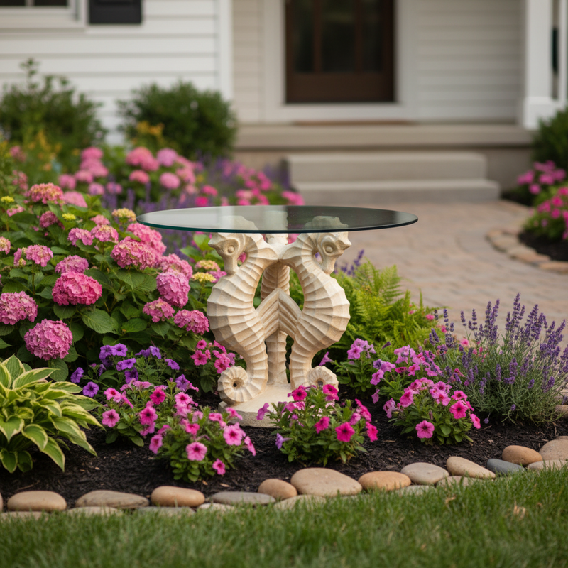Sea Horse Garden Statue (28 - Inch) Side Angle