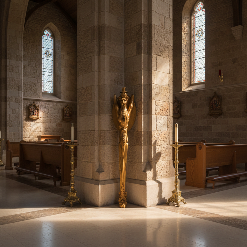 Longfooted Religious Candleholder Statue (29-Inch)