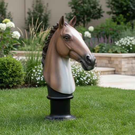 Horse Head Garden Statue (48 - Inch) Side Angle