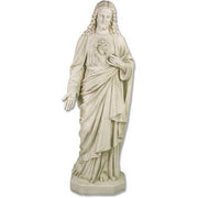 Sacred Heart of Jesus statue in classical old world European style with flowing robes and ornate detailing, standing on a pedestal.