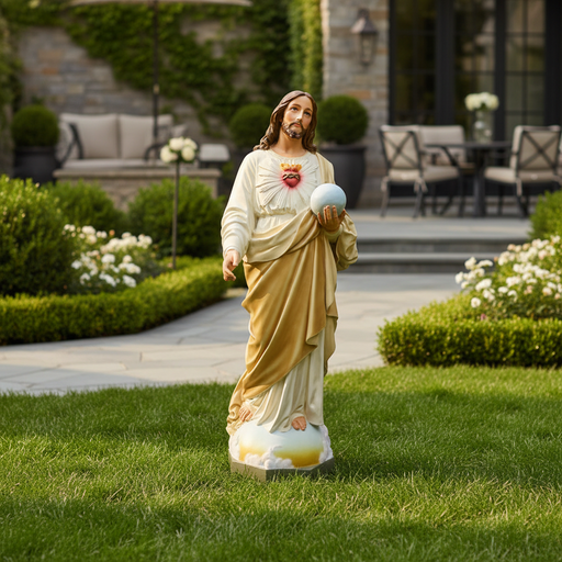 Sacred Heart of Jesus Statue (62 - Inch) Side Angle