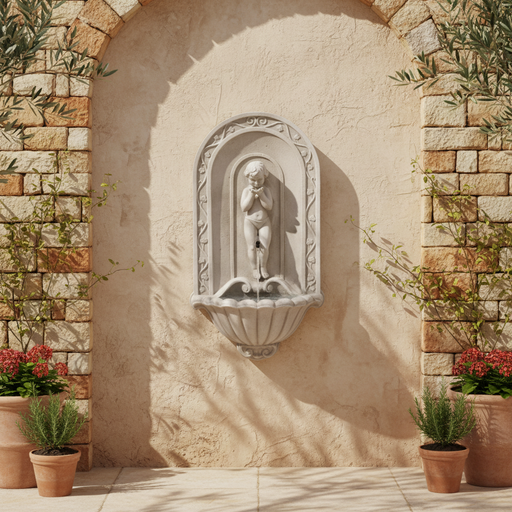 Lifesize Blowing Kiss Wall Fountain (40 - Inch) Side Angle