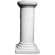 Classical Greek column pedestal with a round top, smooth shaft, and ornate base, evoking old world European architectural style.
