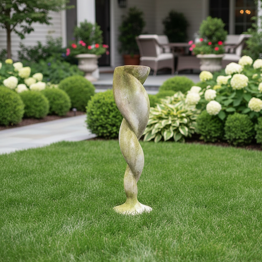 Spiral Column Outdoor Statue (43 - Inch) Side Angle