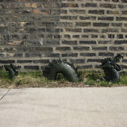 Moat Dragon Roaring Peices Statue (3 - Piece) Side Angle