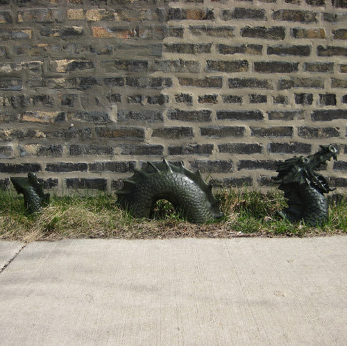 Moat Dragon Roaring Peices Statue (3 - Piece) Side Angle