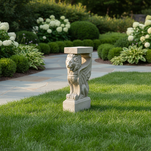 Winged Lion Outdoor Statue (32 - Inch) Side Angle